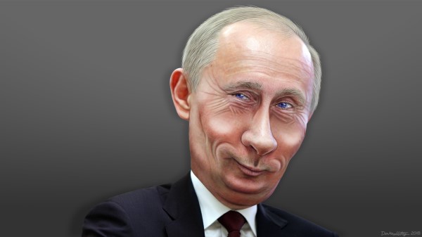 Caricatuur van Vladimir Putin door DonkeyHotey onder een Creative Commons licentie