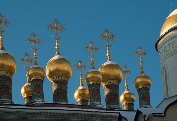 Koepels van de Orthodoxe kathedraal in Moscou - foto: Jacqueline Macou