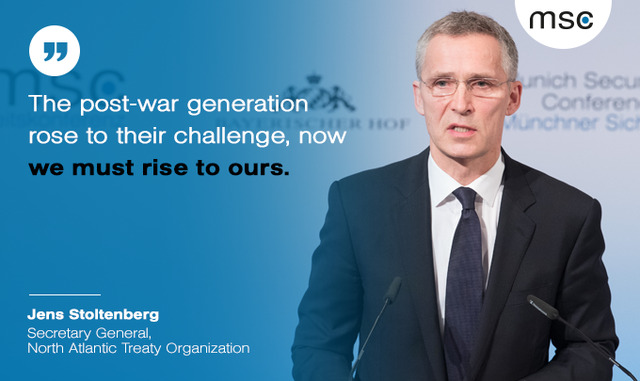Jens Stoltenberg, secretaris-generaal van de NAVO op de Veiligheidsconferentie van München in 2017 - foto: Hildenbrand /MSC (CC BY 3.0 DE)